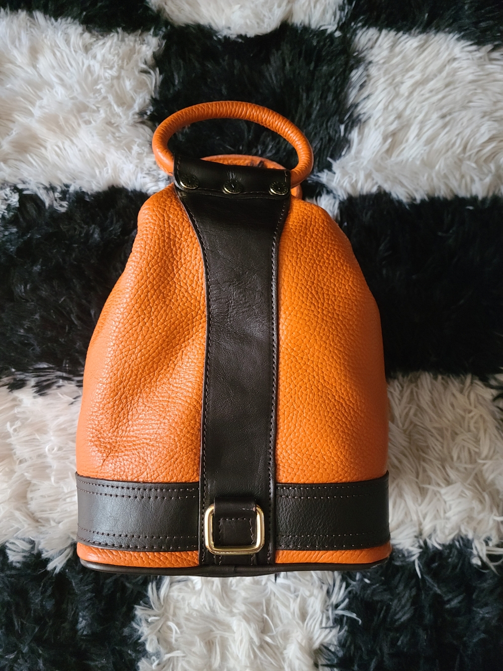 Valentina Italian Leather Orange & Brown Purse - Picture 2 of 8